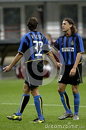 Christian Vieri and Herman Crespo during the match Editorial Stock Photo